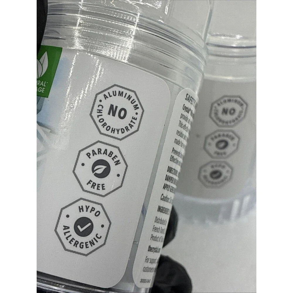 Crystal Mineral Deodorant Unscented No Aluminum 24 Hour Odor Protection 2 Pack